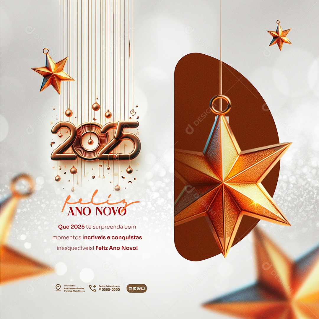 Social Media Feliz 2025 Ano Novo PSD Editável