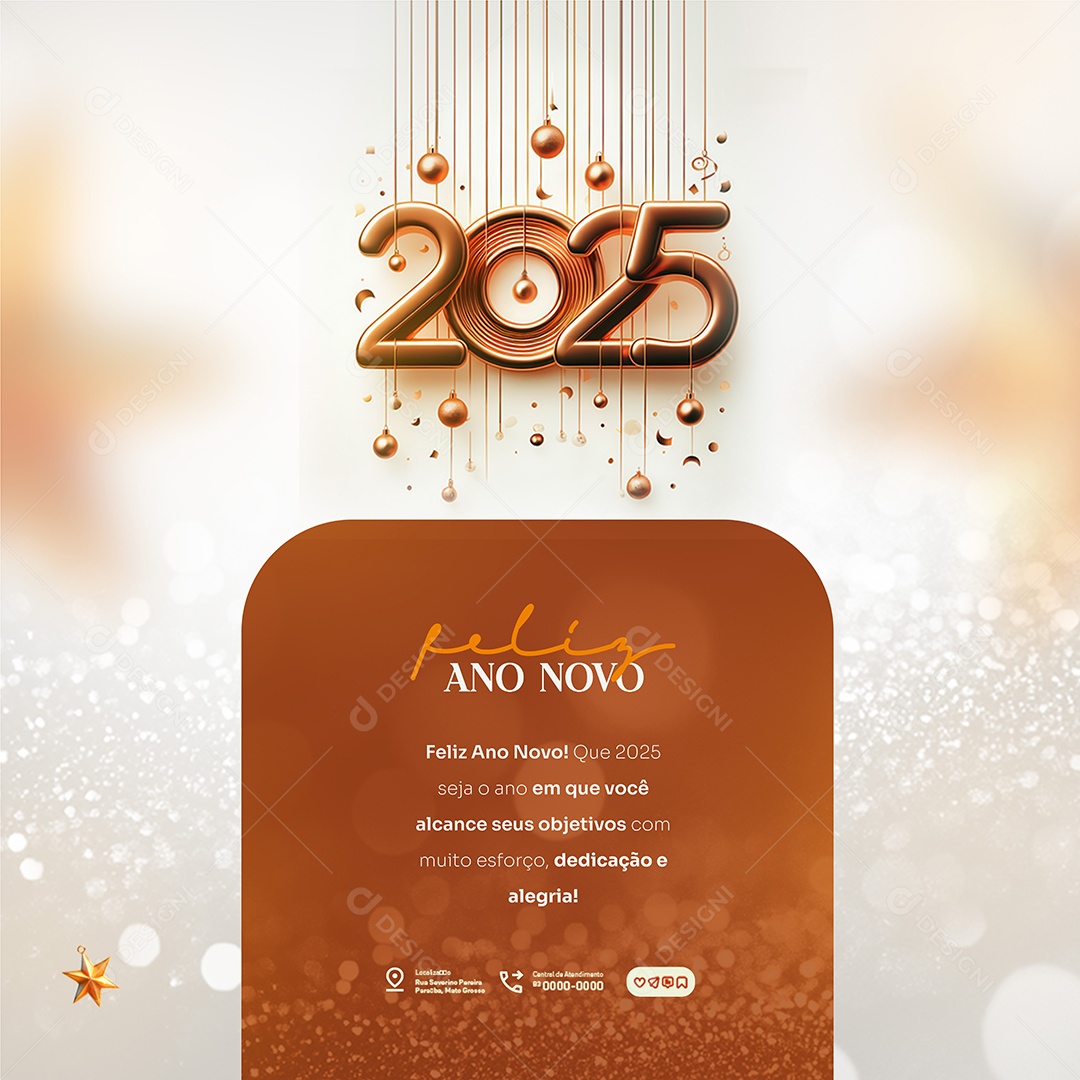 Feliz 2025 Ano Novo Social Media PSD Editável