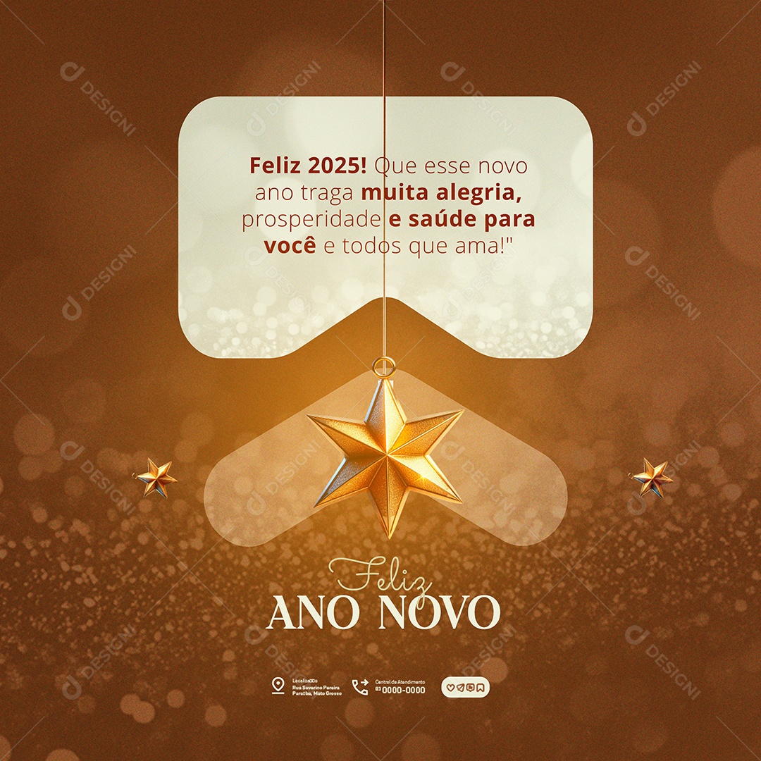 Social Media Feliz 2025 Ano Novo PSD Editável