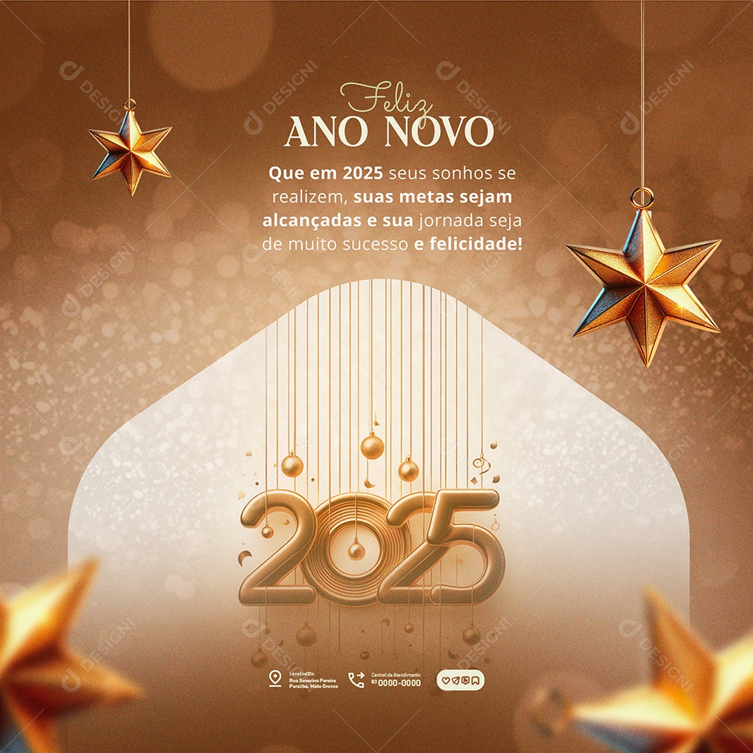 Feliz 2025 Ano Novo Social Media PSD Editável