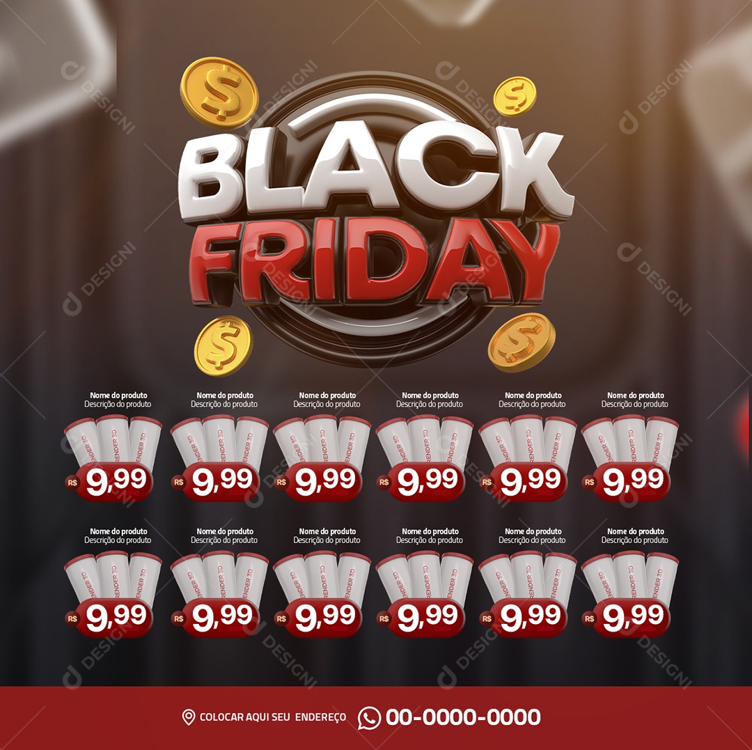 Encarte de Supermercado Black Friday de Social Media PSD Editável