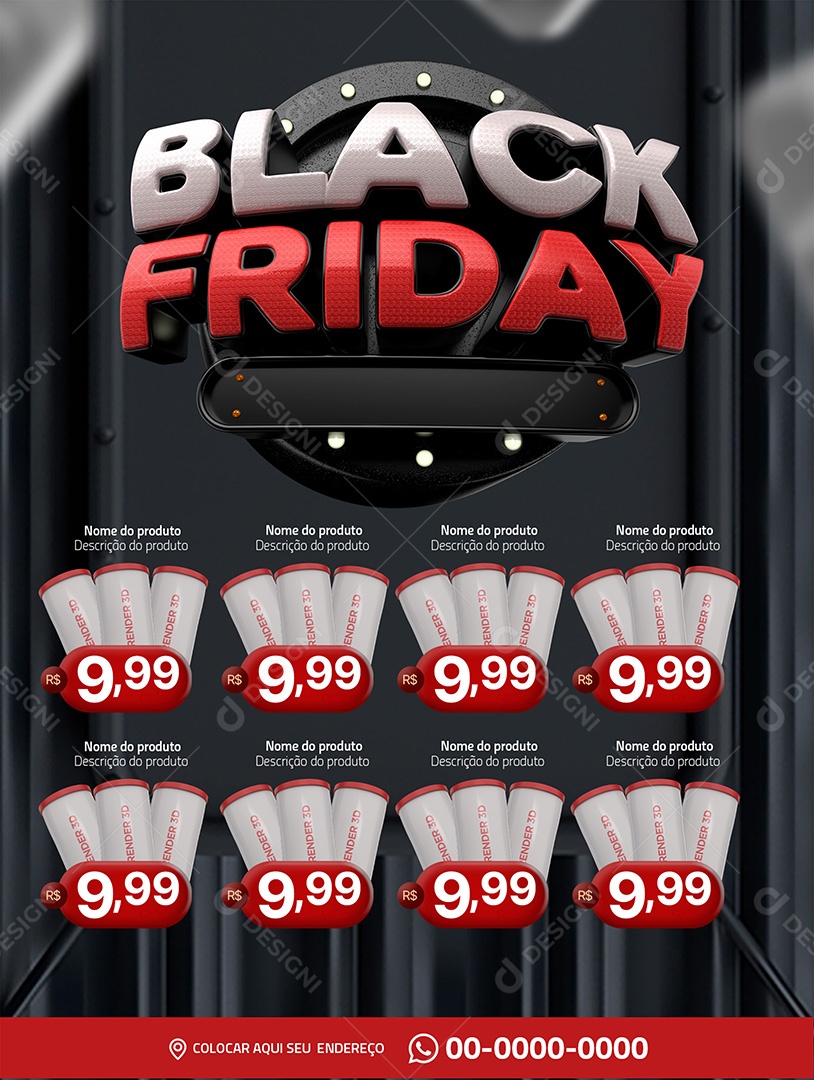 Encarte de Supermercado Black Friday de Social Media PSD Editável