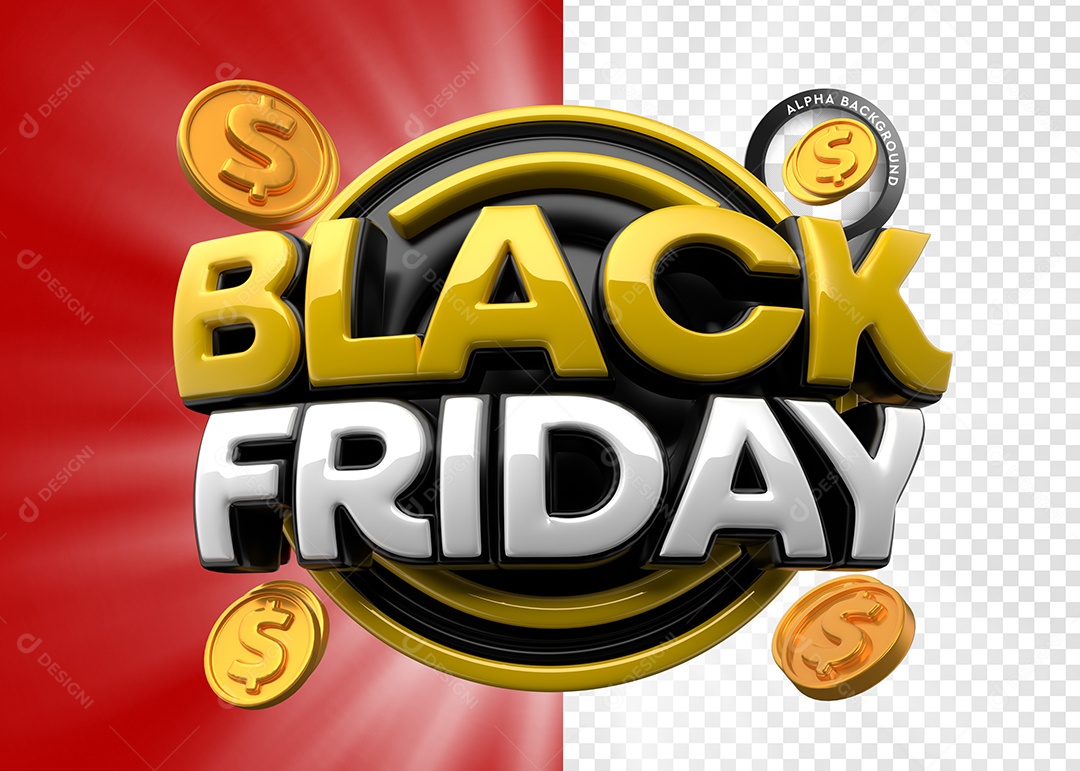 Black Friday Selo 3D para Composição PSD