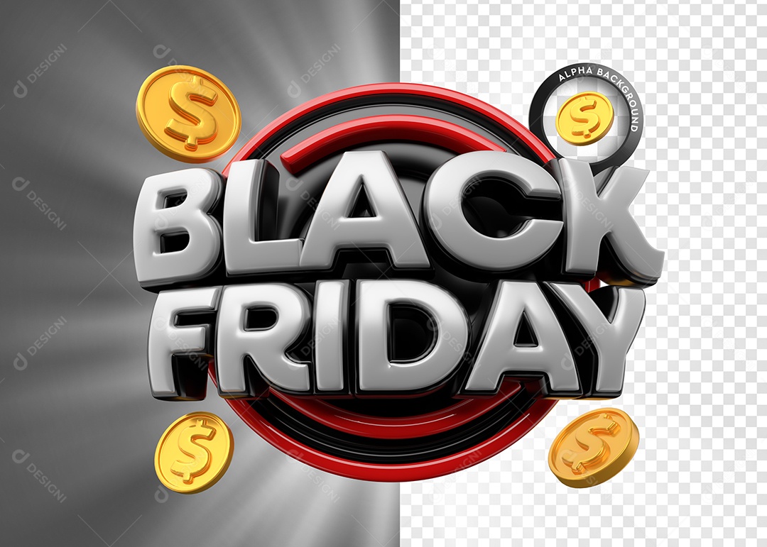 Black Friday Selo 3D para Composição PSD