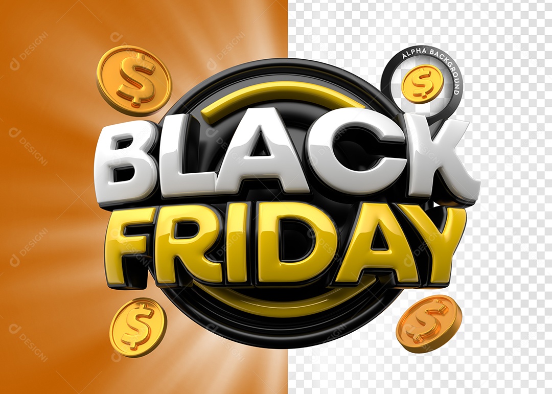 Black Friday Selo 3D para Composição PSD