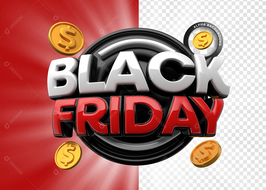 Black Friday Selo 3D para Composição PSD