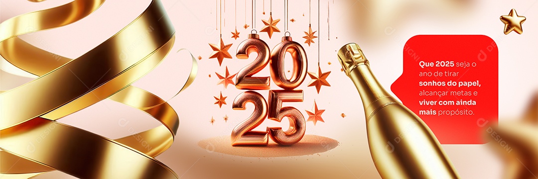 Banner Feliz Ano Novo 2025 Social Media PSD Editável