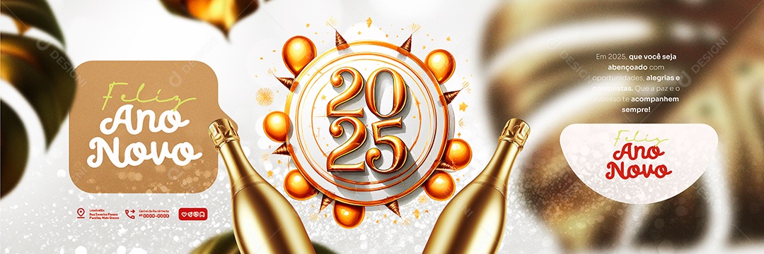 Banner Feliz Ano Novo 2025 Social Media PSD Editável