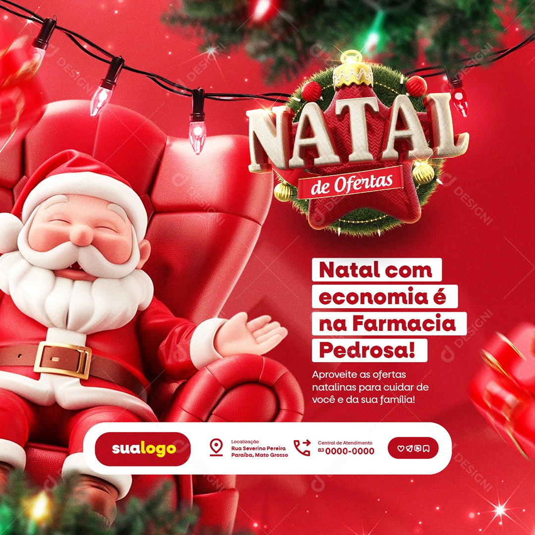 Farmácia Natal de Ofertas Natal com Economia Social Media PSD Editável
