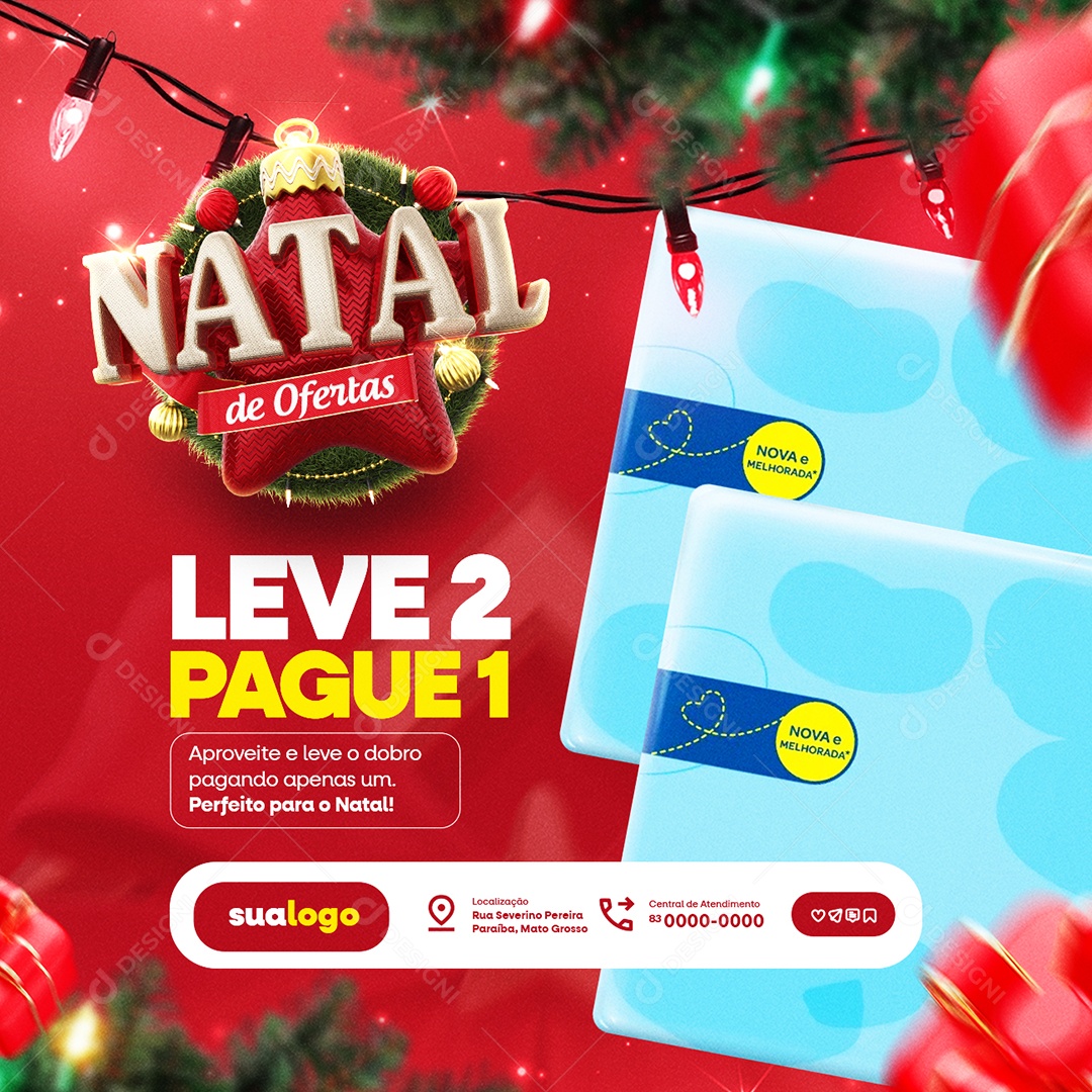 Farmácia Natal Leve Dois Pague Um Social Media PSD Editável