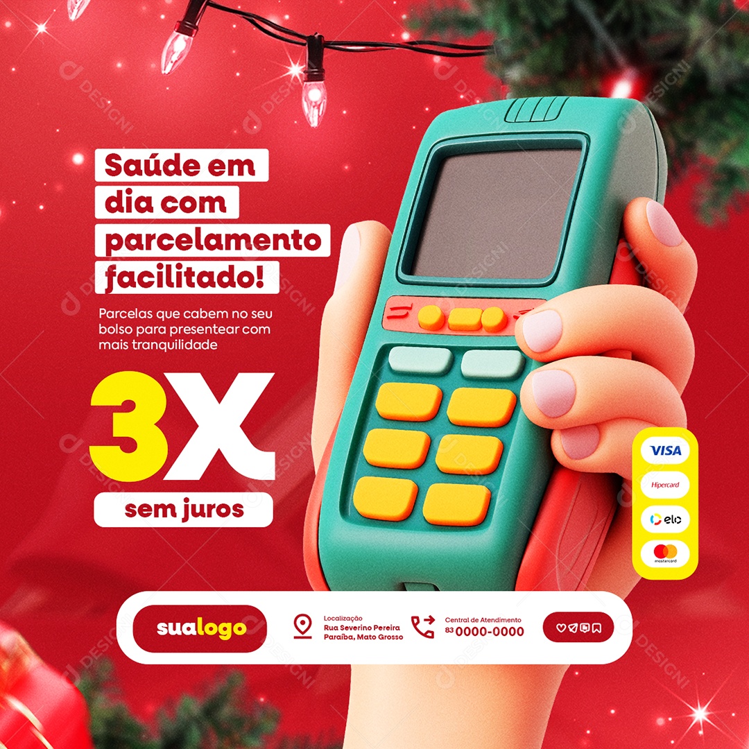 Farmácia Natal Saúde em Dia com Parcelamento Facilitado Social Media PSD Editável