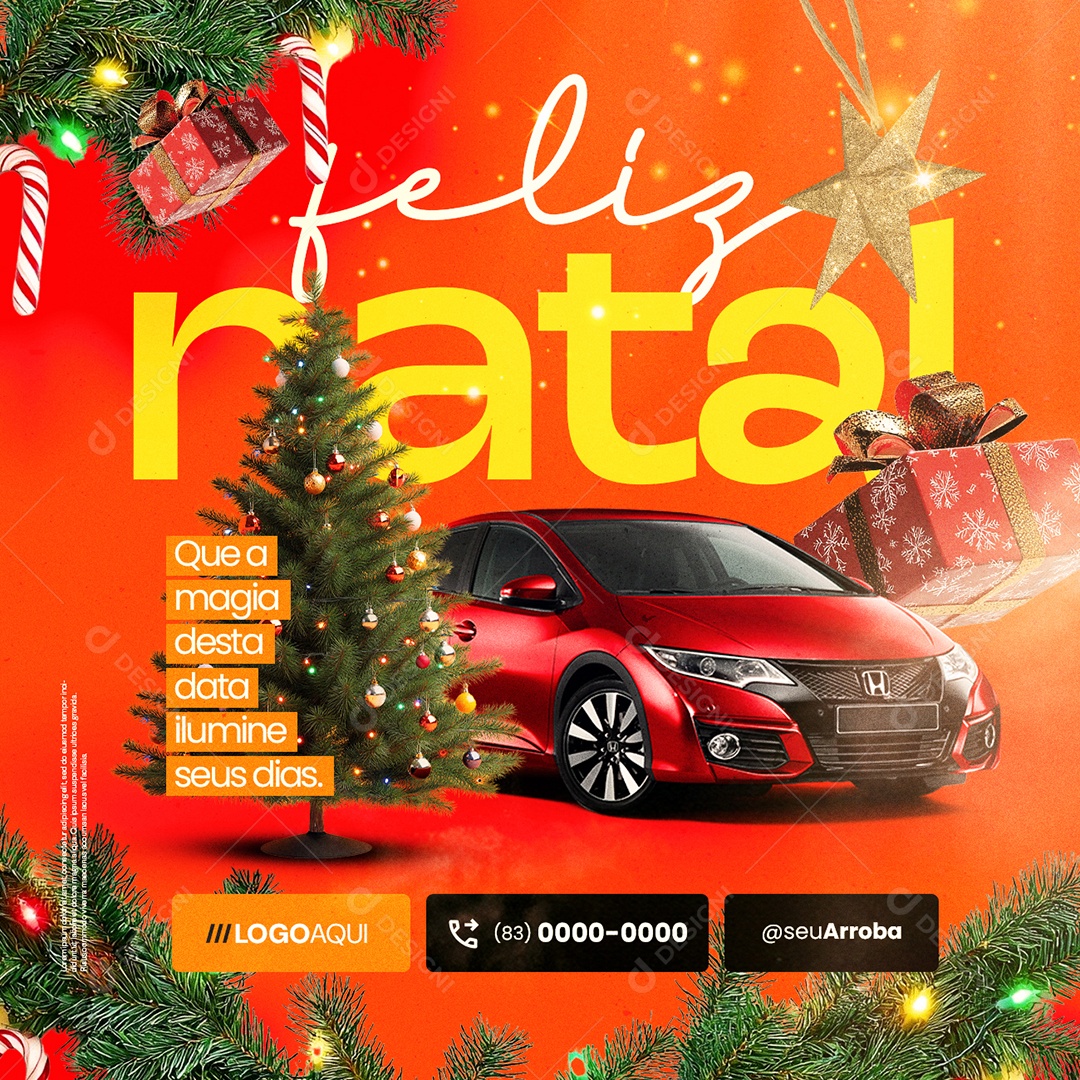 Feliz Natal Concessionária Carro Social Media PSD Editável