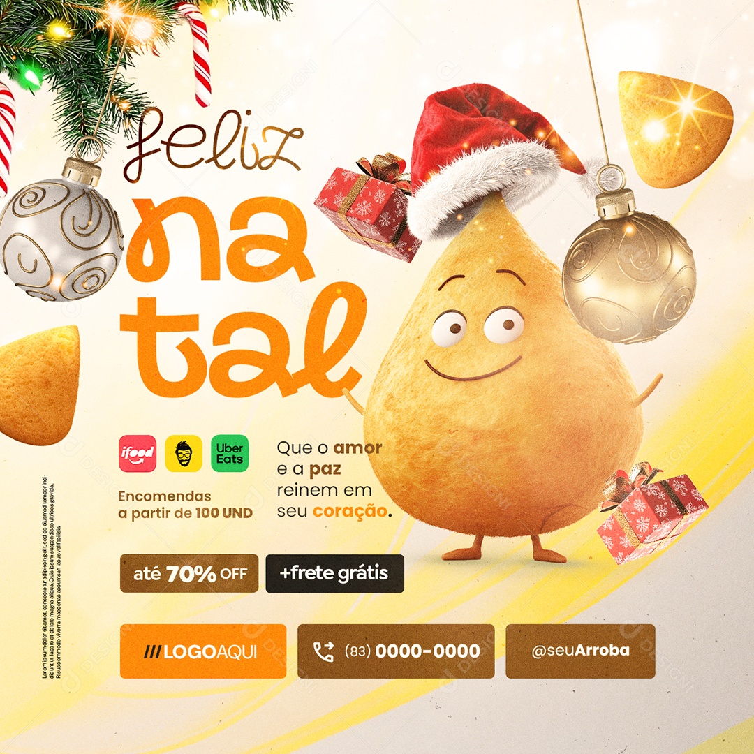 Feliz Natal Coxinha Até 70% Off Social Media PSD Editável