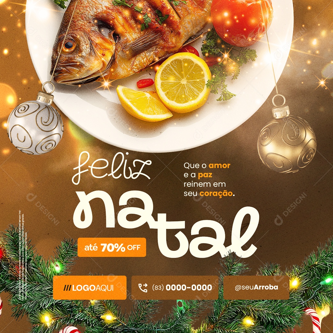 Feliz Natal Petiscaria Peixe Frito Social Media PSD Editável