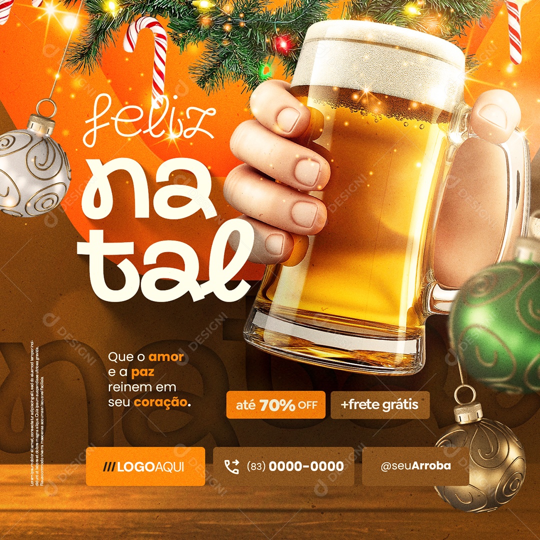 Feliz Natal Chop Até 70% Off Social Media PSD Editável