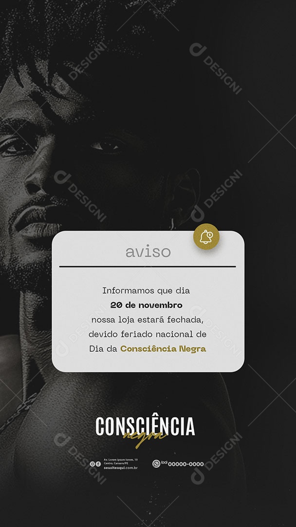 Social Media Story Comunicado Aviso Feriado Dia da Consciência Negra PSD Editável