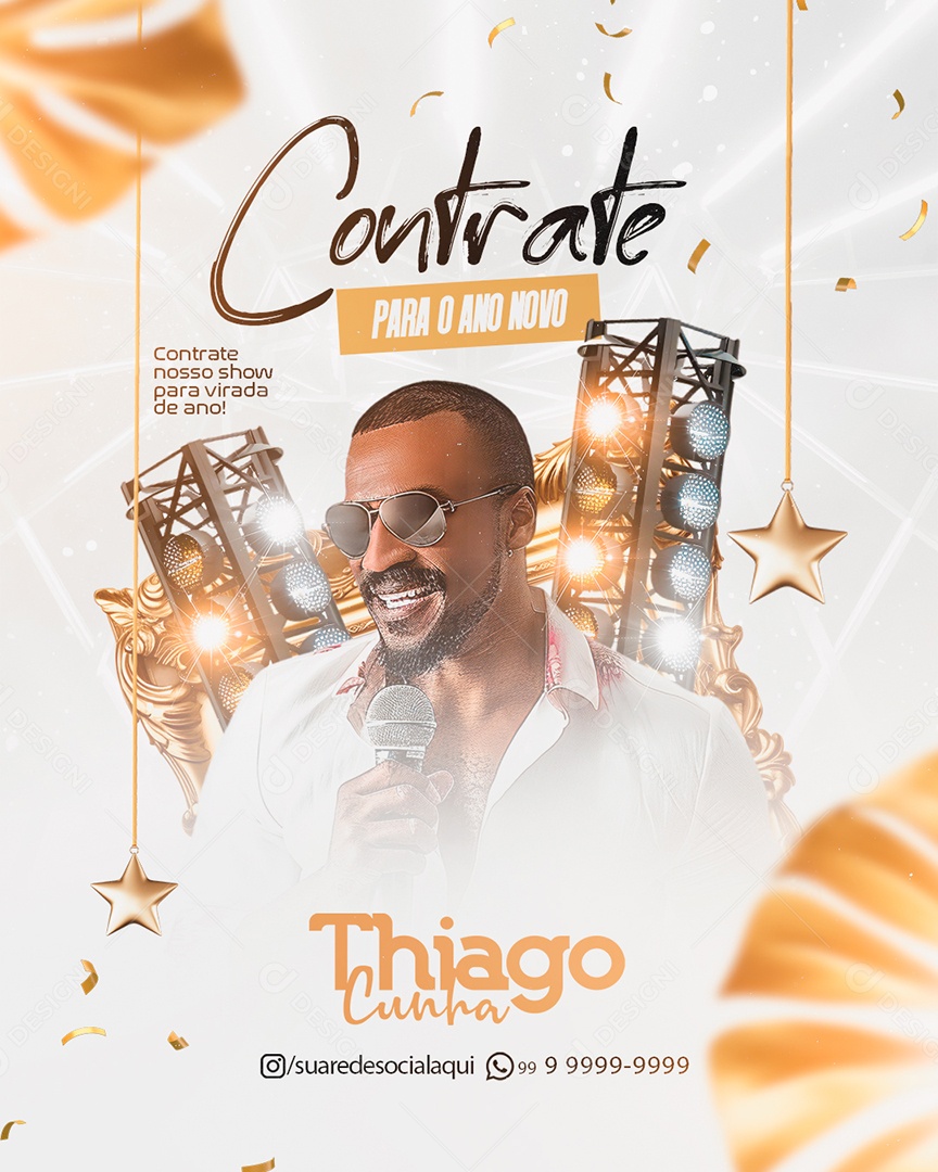 Flyer Contrate para O Ano Novo Thiago Cunha Social Media PSD Editável