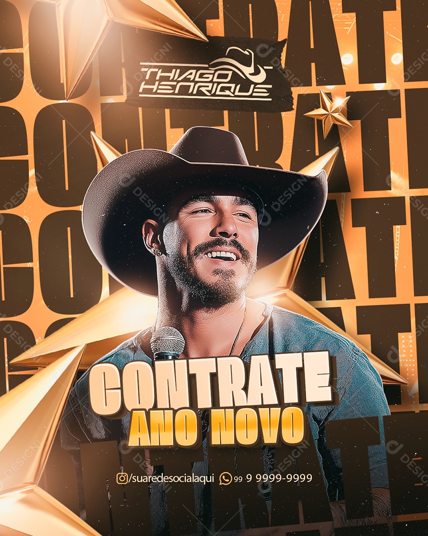 Flyer Contrate Ano Novo Thiago Henrique Social Media PSD Editável