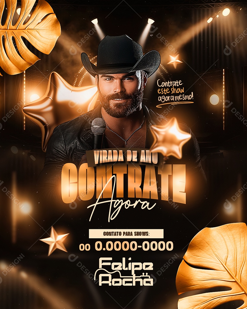 Flyer Ano Novo Virada De Ano Contrate Agora Social Media PSD Editável