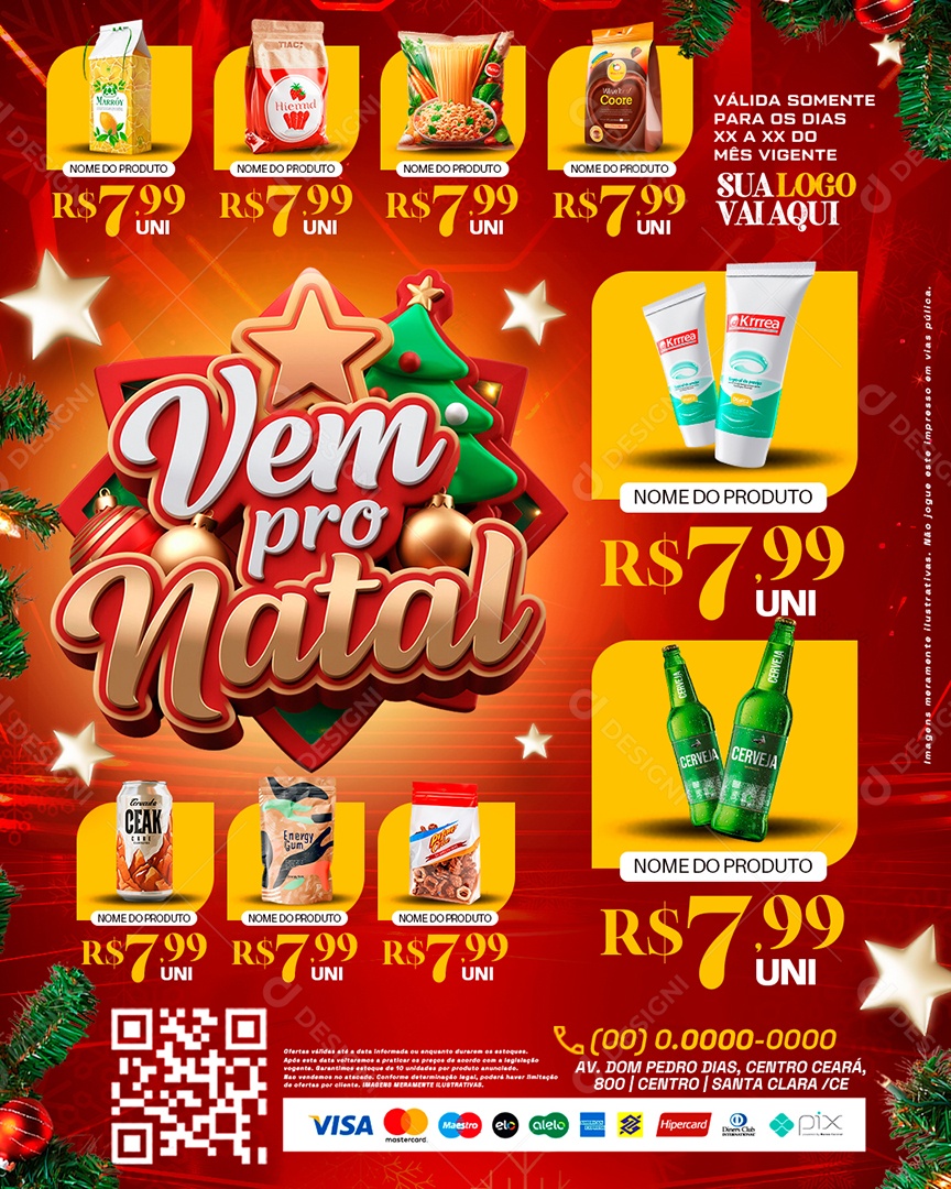 Tabloide Vem Pro Natal Supermercado Produtos Social Media PSD Editável