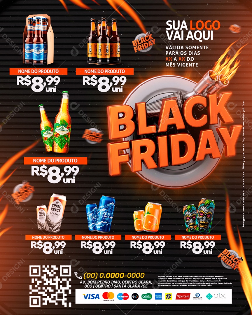 Tabloide Black Friday Supermercado Produtos Social Media PSD Editável