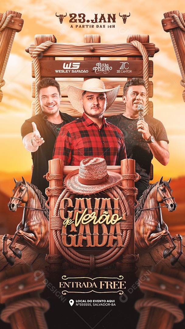 Flyer Story Cavalgada de Verão Social Media PSD Editável