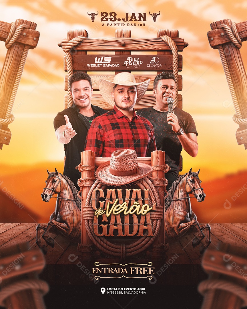 Flyer Cavalgada de Verão Social Media PSD Editável