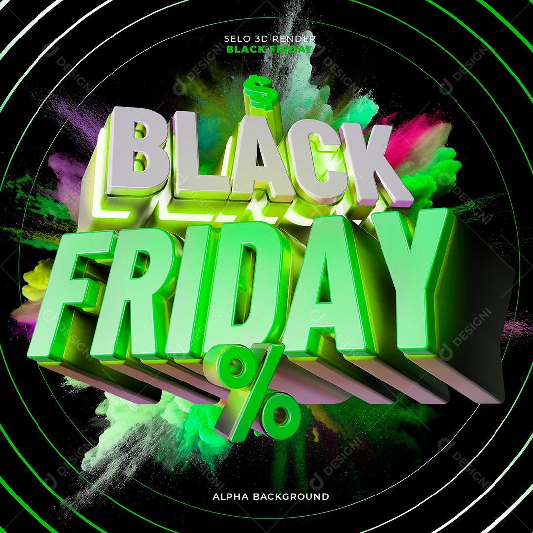 Selo 3D Black Friday para Composição PSD