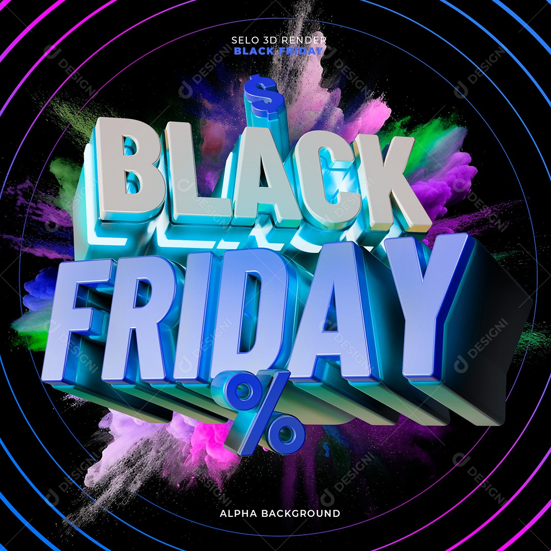 Selo 3D Black Friday para Composição PSD