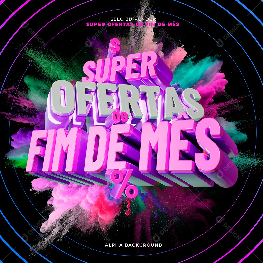Selo 3D Super Ofertas de Fim De Mês para Composição PSD