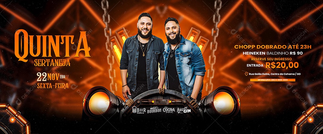 Carrossel Flyer Quinta Sertaneja Social Media PSD Editável