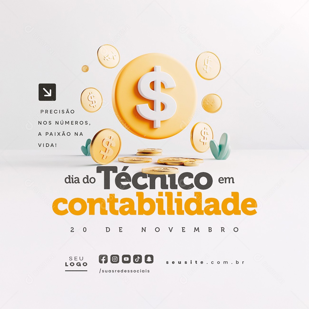 Dia do Técnico em Contabilidade 20 de Novembro Social Media PSD Editável