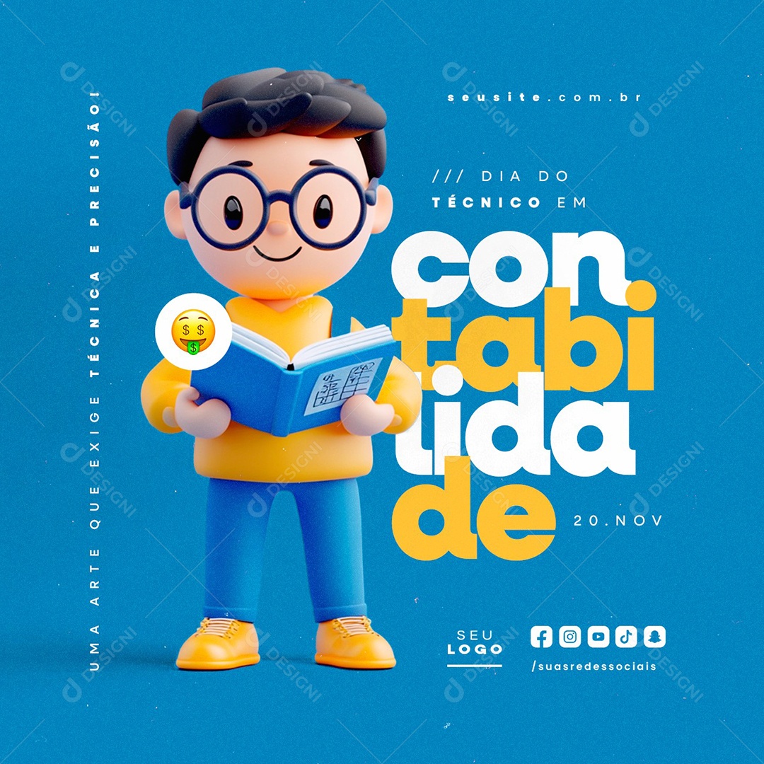 Social Media Dia do Técnico em Contabilidade 20 de Novembro PSD Editável
