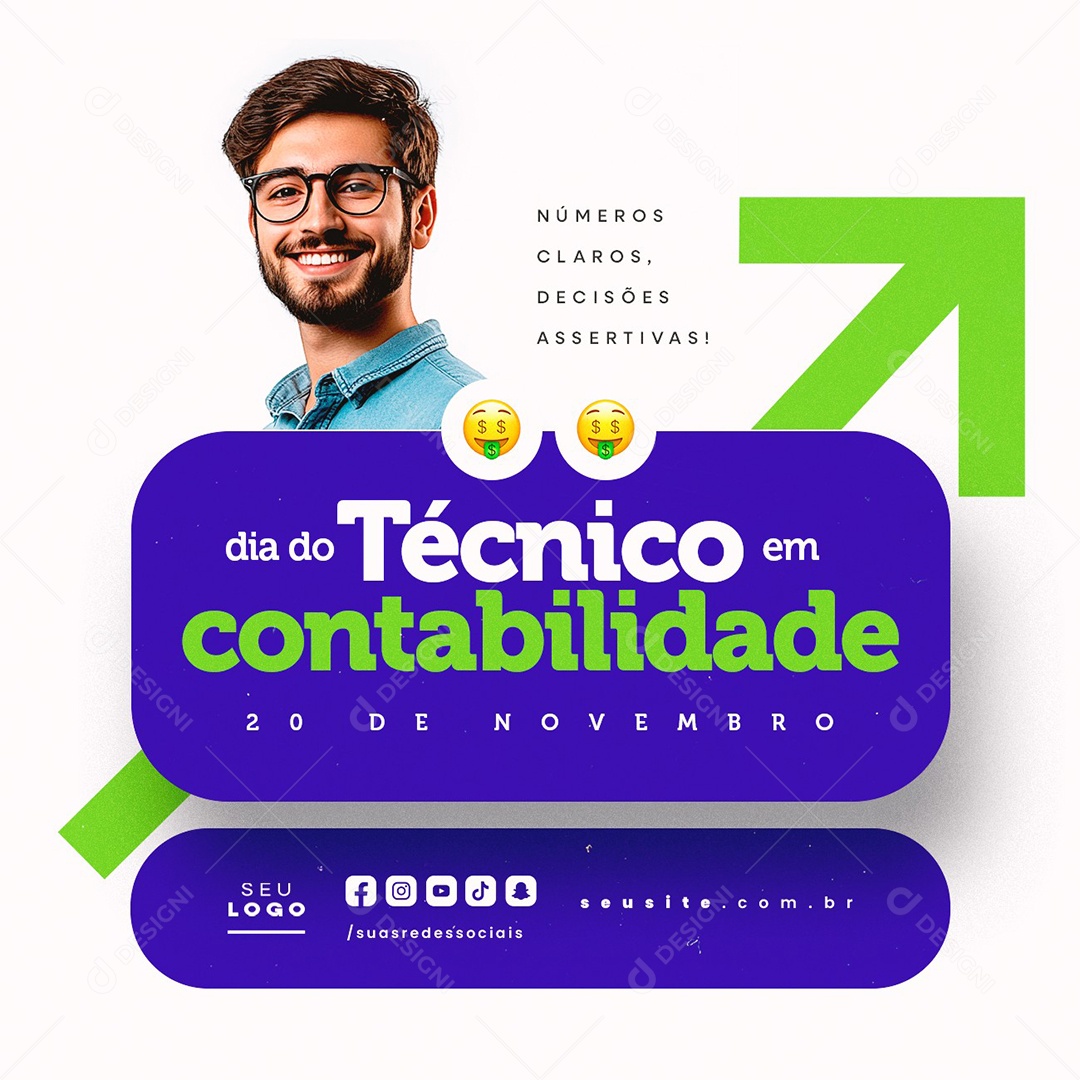 Dia do Técnico em Contabilidade 20 de Novembro Social Media PSD Editável