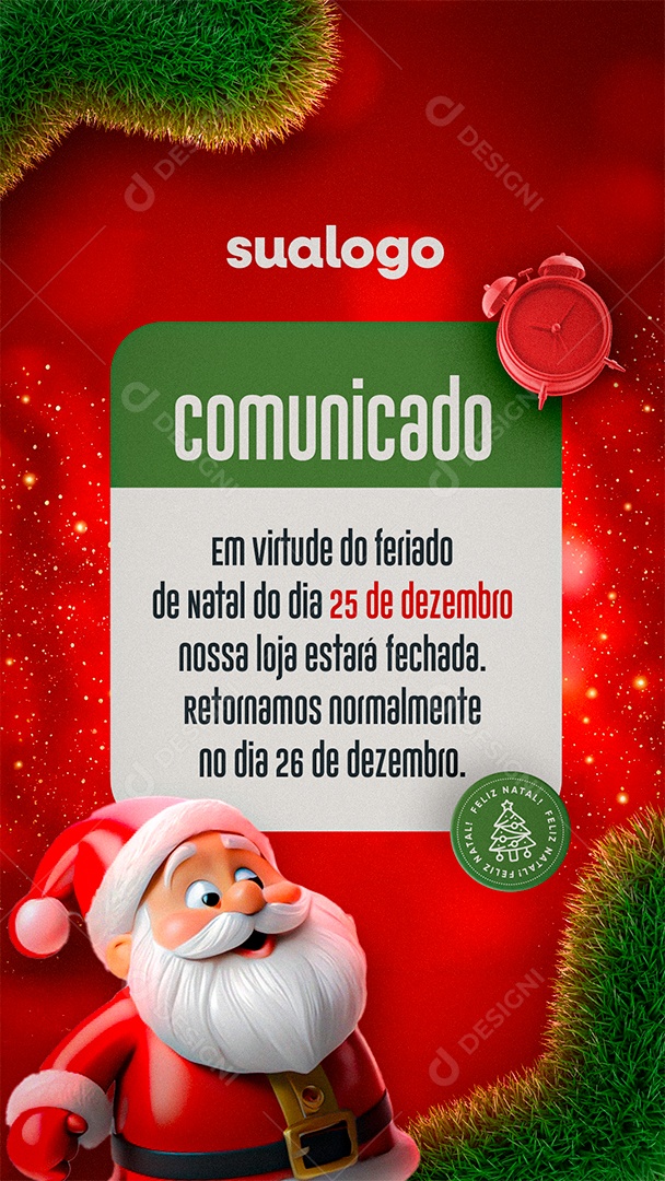 Story Comunicado Feriado de Natal Social Media PSD Editável