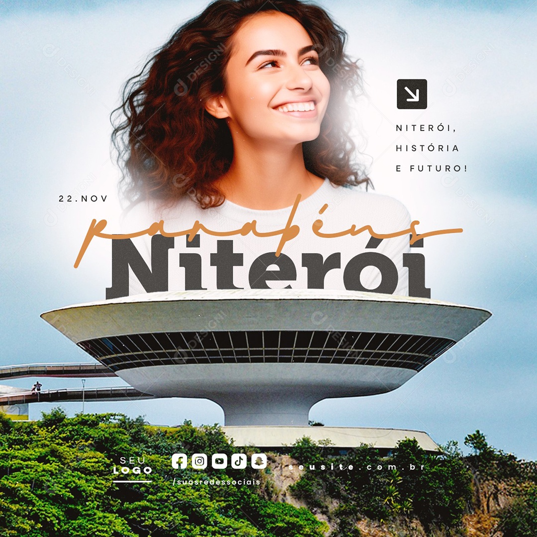 Aniversário de Niterói 22 de Novembro Parabéns Social Media PSD Editável