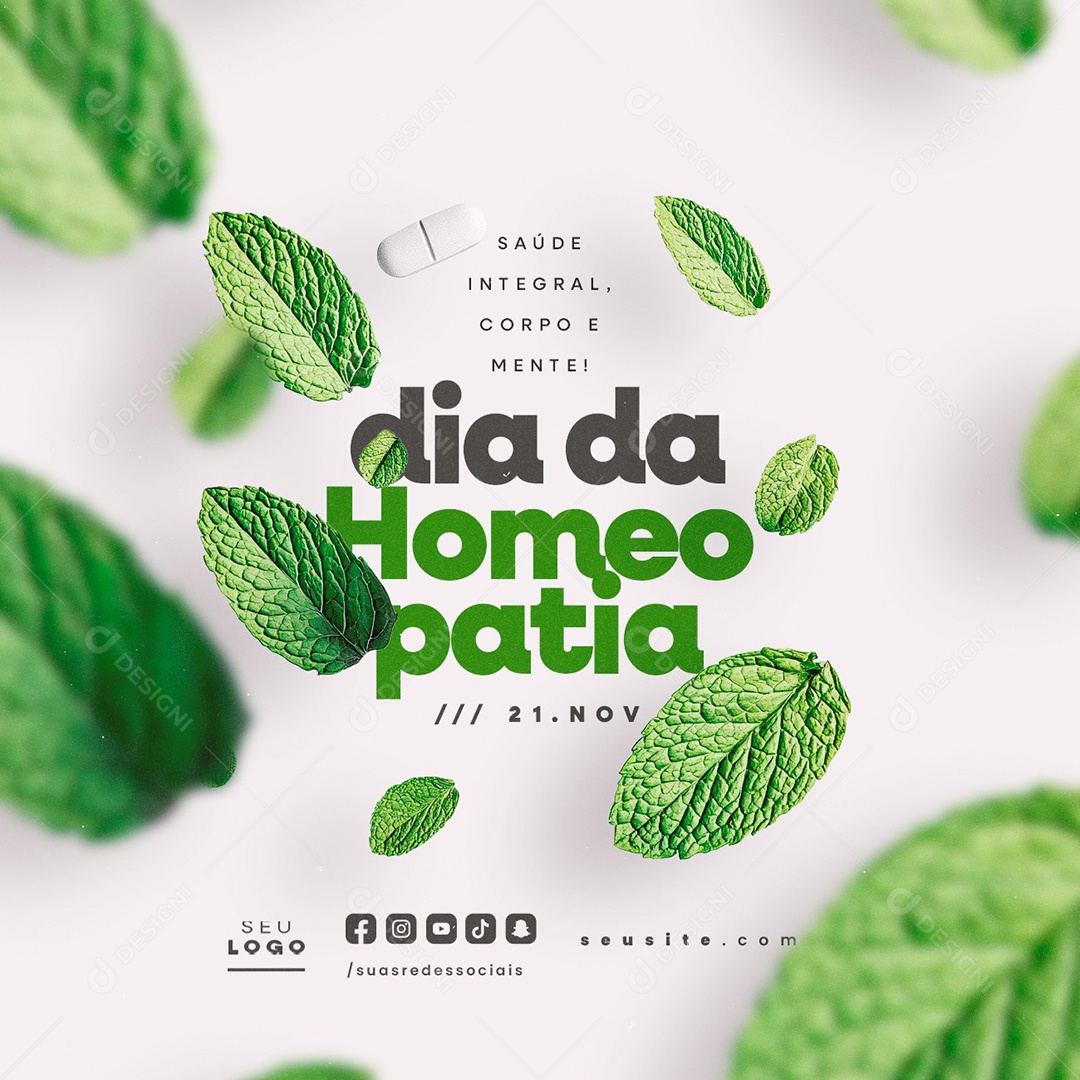 Dia da Homeopatia 21 de Novembro Social Media PSD Editável