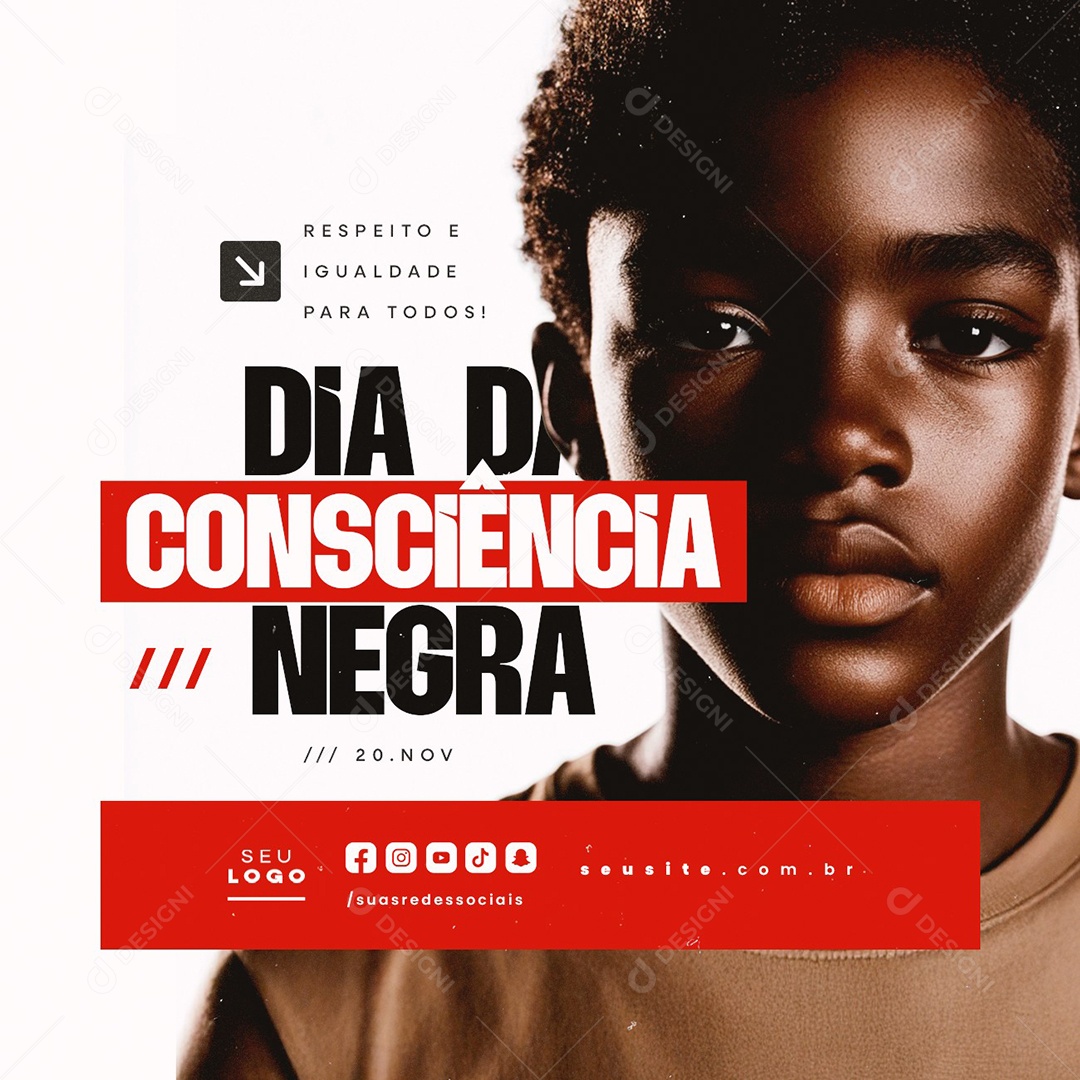 Dia da Consciência Negra 20 de Novembro Social Media PSD Editável