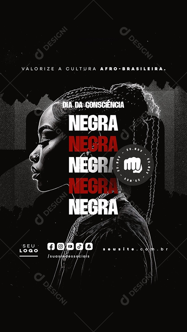 Story Dia da Consciência Negra 20 de Novembro Social Media PSD Editável