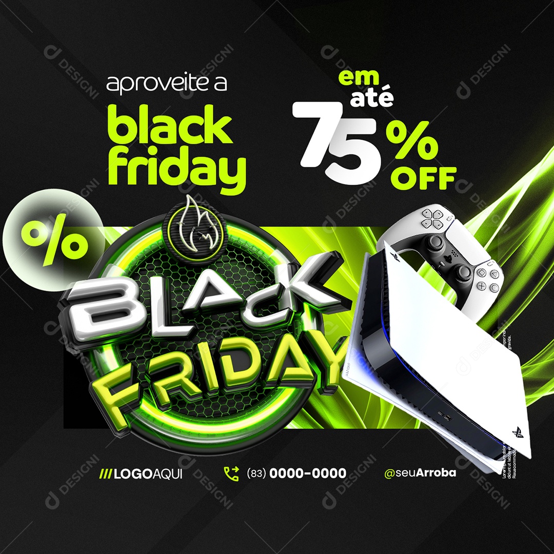Black Friday Loja Games Aproveite Social Media PSD Editável