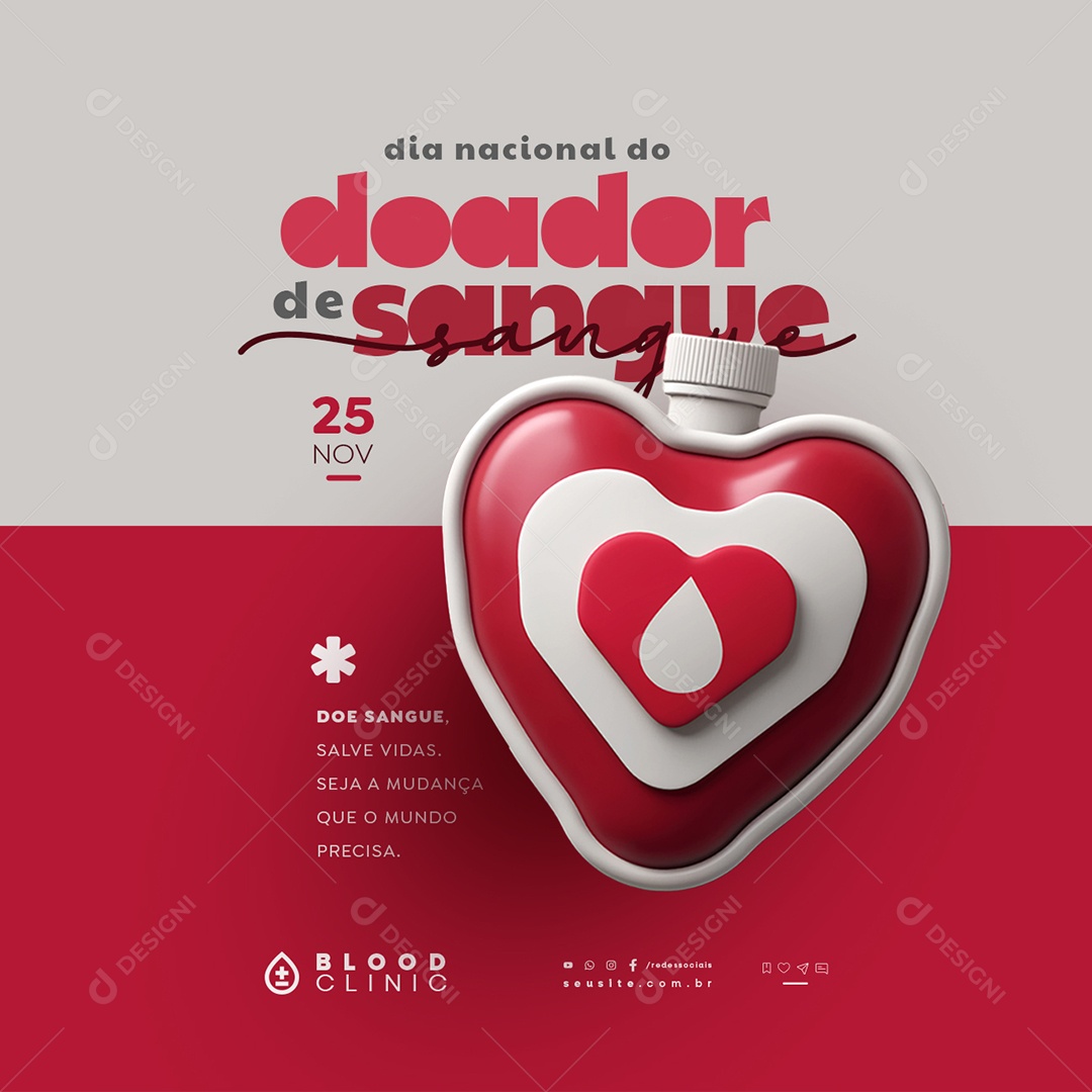 Social Media Dia Nacional do Doador de Sangue 25 de Novembro PSD Editável