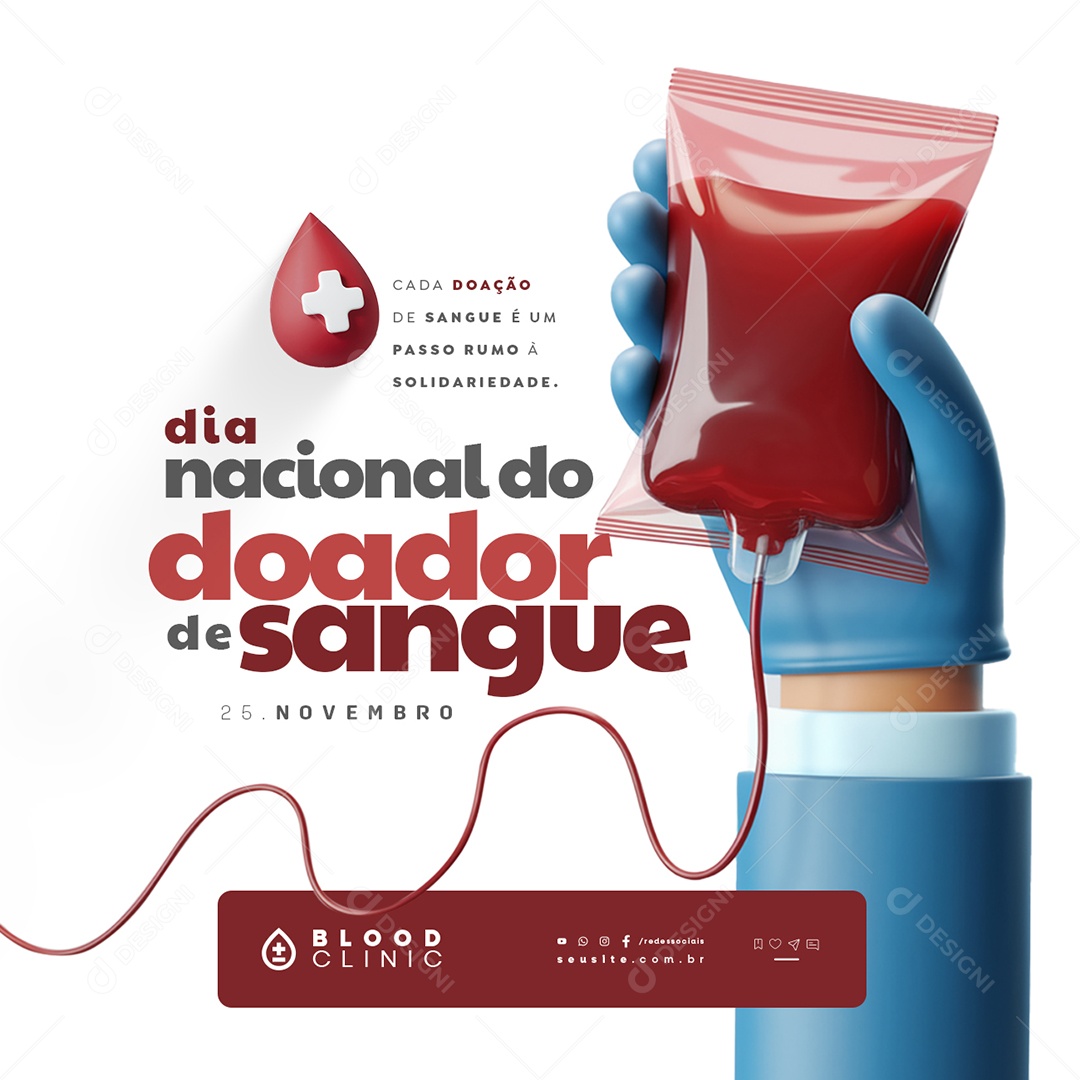Social Media Dia Nacional do Doador de Sangue 25 de Novembro PSD Editável