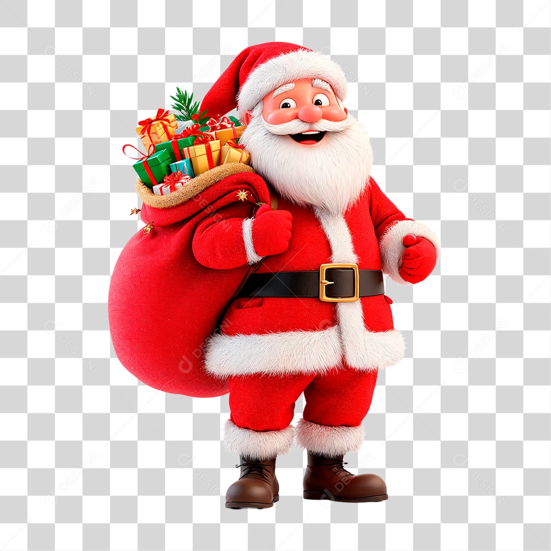 Ilustração 3D do Papai Noel PNG Transparente