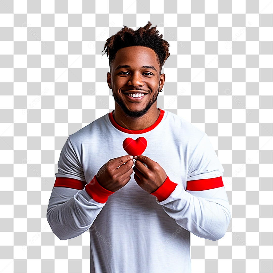 Homem com Coração nas Mãos PNG Transparente