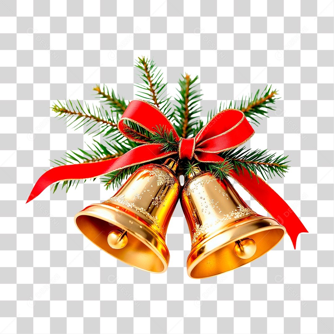 Sino Dourado de Natal PNG Transparente