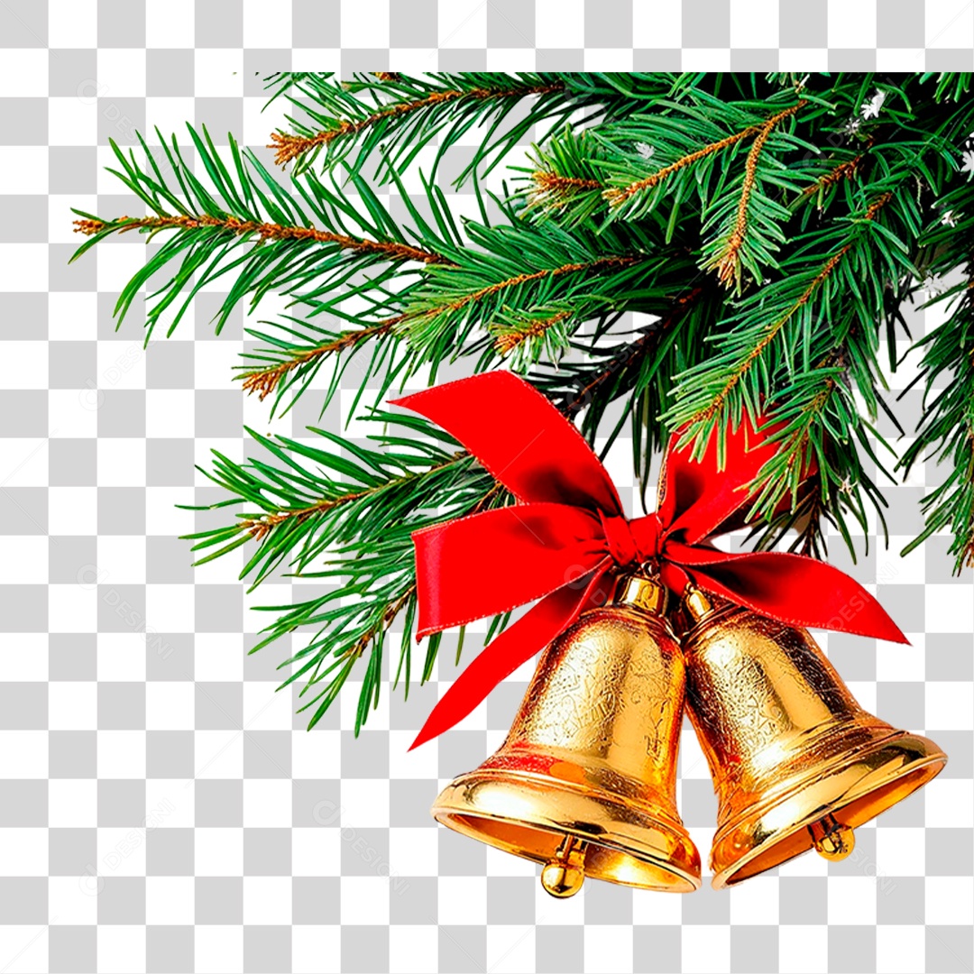 Sino Dourado de Natal PNG Transparente