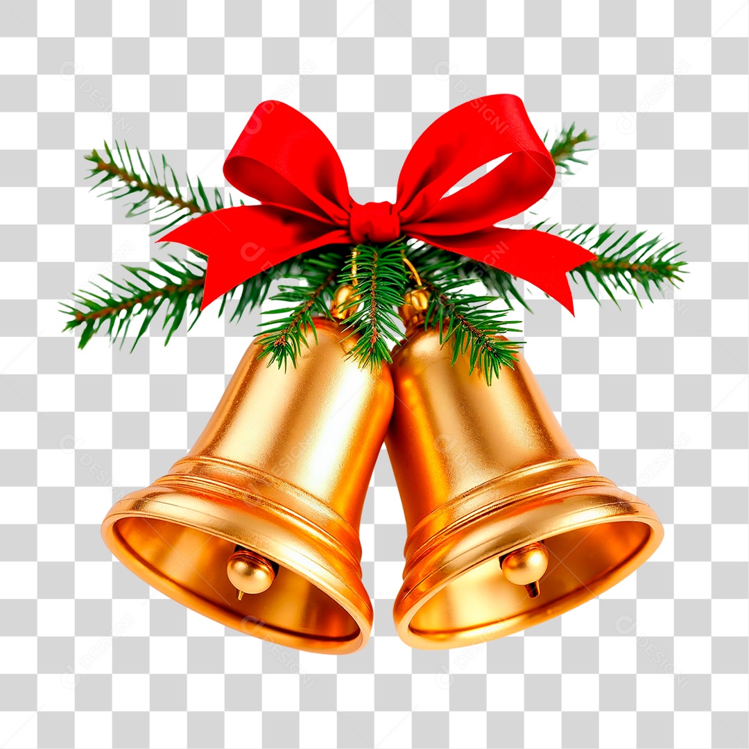 Sino Dourado de Natal PNG Transparente