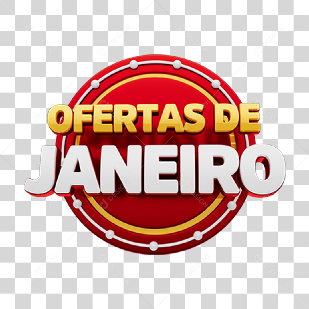 Selo 3D Ofertas De Janeiro PNG Transparente