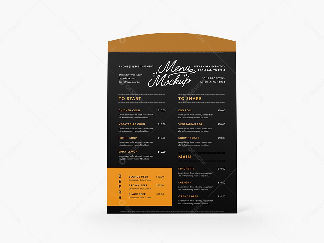 Menu Mochup PSD Editável