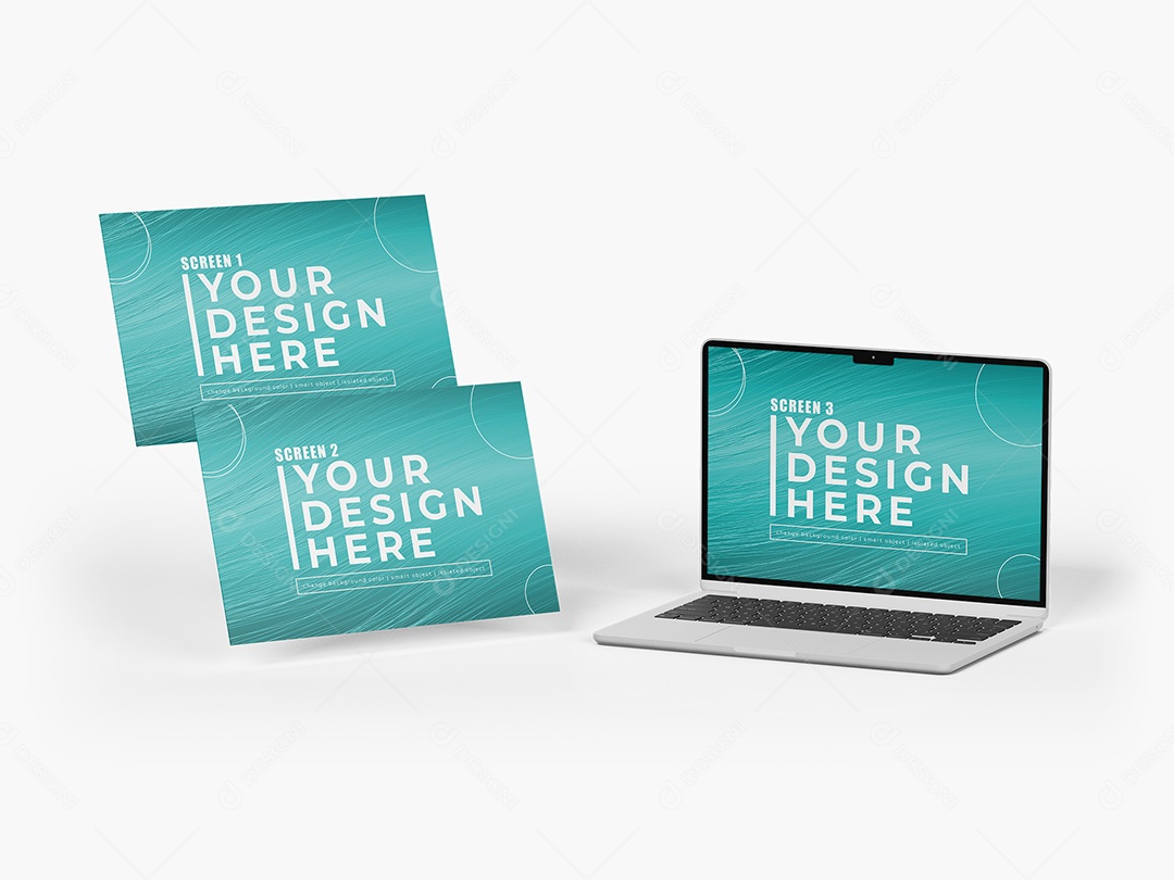 Notebook com Várias Telas Mockup PSD Editável